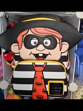 Loungefly McDonalds Black, White & Orange HamBurglar Character Mini Backpack